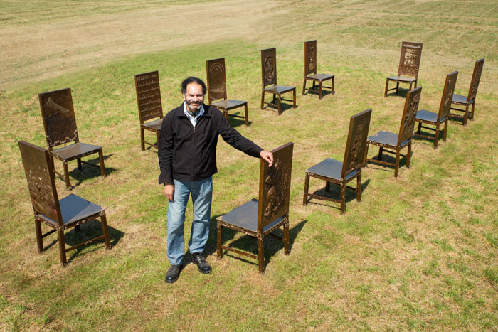 Hew Locke stood by The Jurors chairs